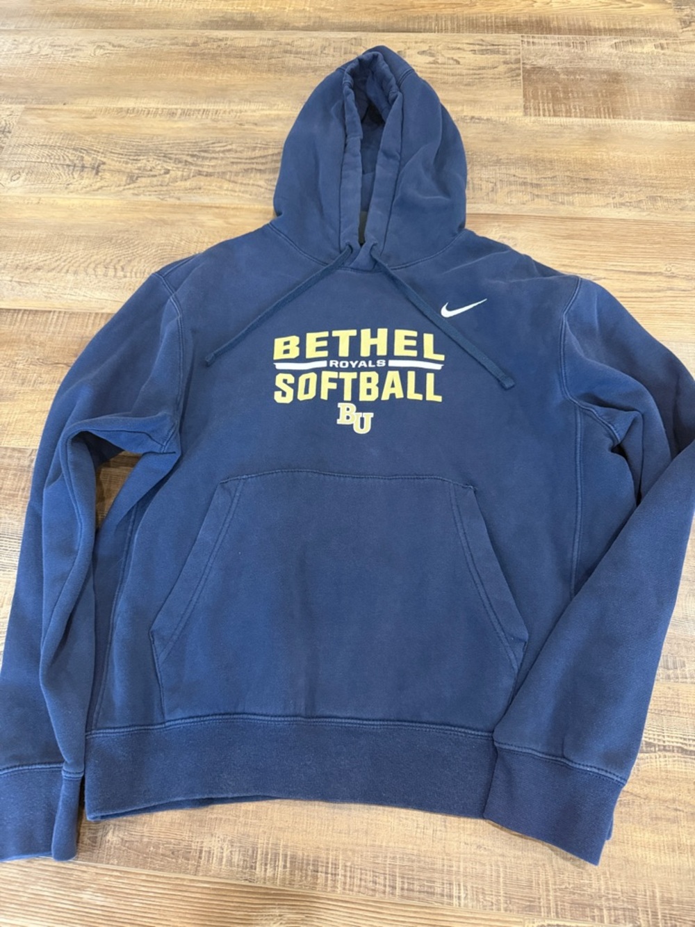 Nike Navy and Yellow Bethel Softball Pullover Hoodie